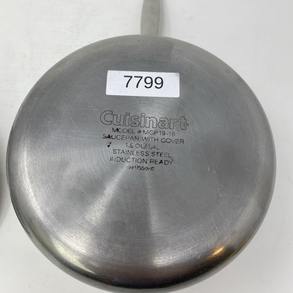 Cuisinart Saucepan + Lid Cover MCP19-16 Stainless Steel 1.5 Qt Induction Ready - Picture 8 of 11